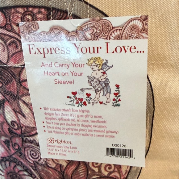 Brighton Pink and Cream Heart Tote - Picture 7 of 7